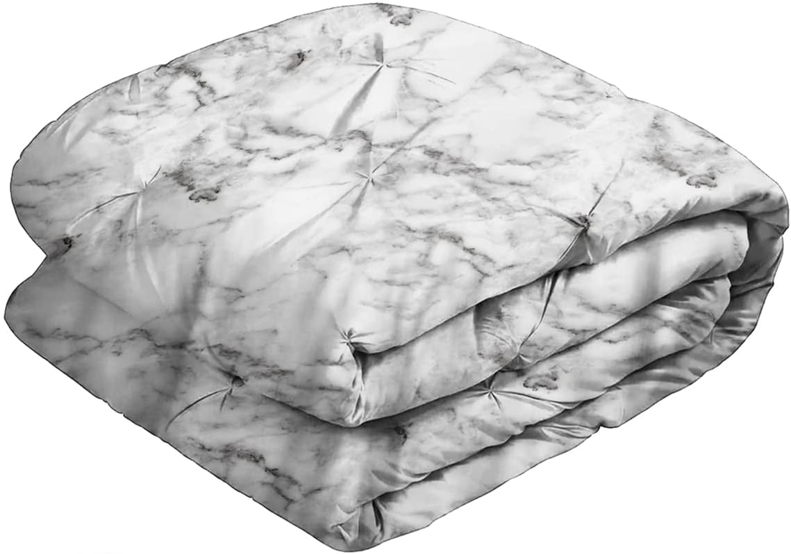 100 Cotton Jersey Knit Comforter Twin Size (Grey Marble)