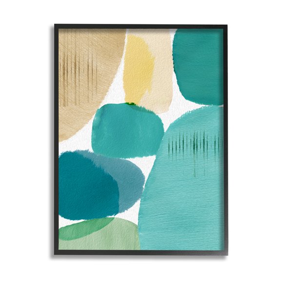 Stupell Industries Contemporary Circles Painting Abstract Painting Black Framed Art Print Wall Art, 16 x 20