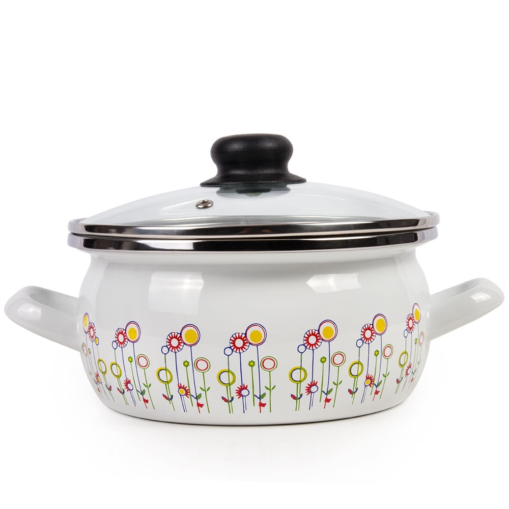 Enamel Stock Pot Meadow Flowers Enamelware Pot Enamel Cooking Pot with
