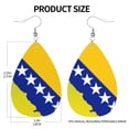 thumbnail image 3 of Faux Leather Earrings Earring Bosnian Map Flag Teardrop Dangle Earrings For Women Jewelry, 3 of 6