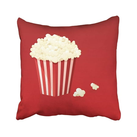 BPBOP Red Carton Popcorn In Stripey Box White Food Junk Snack Striped Pillowcase Cover 18x18
