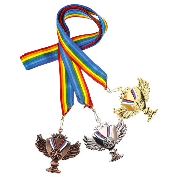 FOMIYES 3-Pack Sports Award Medals with Comfortable Neck Ribbons for Competitions, Celebrations, and Athletic Events