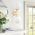 thumbnail image 3 of Modern Brushed Gold 2-Light Wall Sconce, Globe Bathroom Vanity Light, Antique Milky Glass Sphere Wall Light Fixture, 3 of 7