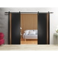 thumbnail image 3 of Sturdy Double Barn Door 48 x 84 inches with | Planum 1010 Matte Black with Frosted Glass | 13FT Rail Hangers Heavy Set | Solid Panel Interior Doors, 3 of 6