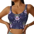 thumbnail image 2 of Picia Lavender Flowers Sports Bra for Women,Padded Strappy Sports Bras Medium Support Yoga Bra with Removable Cups,Running Yoga Bra-Small, 2 of 9