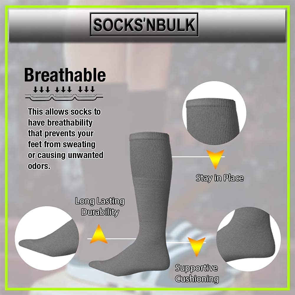 SOCKS'NBULK 60 Pairs Wholesale Bulk Sport Cotton Mens Crew, Ankle Socks, Value Deal, Size 10-13 (MENS GRAY TUBE)