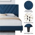 thumbnail image 3 of Fullfurnique Upholstered Platform Bed Frame with Tufted Headboard, Queen, Blue, 3 of 9
