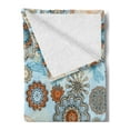 thumbnail image 2 of Flowers Soft Flannel Fleece Blanket, Abstract Symmetric Flowers and Dragonflies Saesonal Simple Drawing Summer, Cozy Plush for Indoor and Outdoor Use, 50" x 60", Pale Blue Multicolor, by Ambesonne, 2 of 5