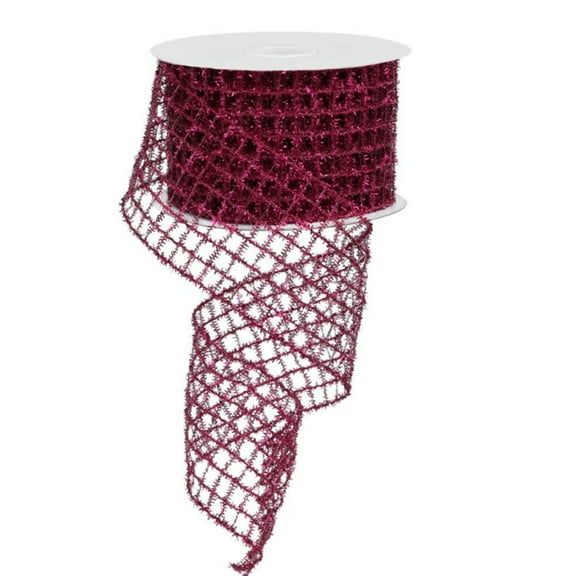 2.75"x10yd Fuchsia Tinsel Mesh Wired Ribbon – Glitter Ribbon for Wreaths  Holiday Décor -RM997607