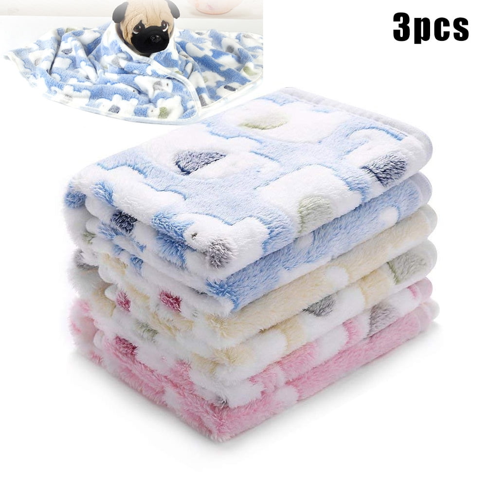 3Pcs Fluffy Pets Blankets Super Soft Flannel Throw Blanket for Dog Puppy Cats Pet Supplies