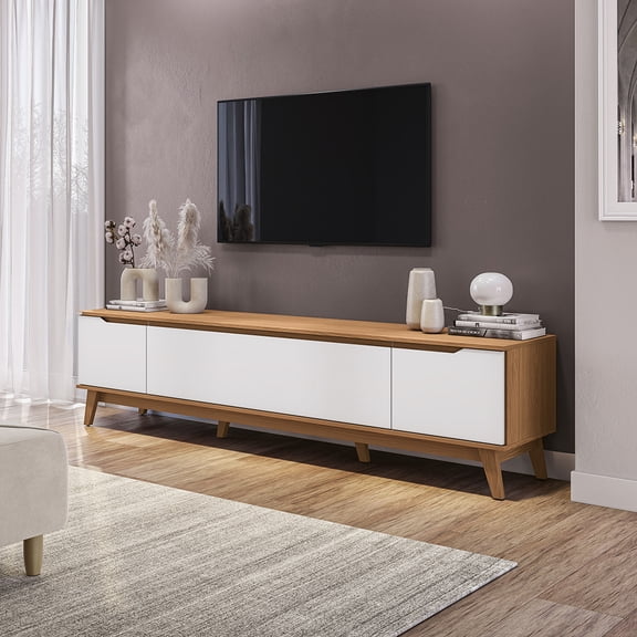 Mueble TV 85" Kappesberg 218cm con 3 Puertas Canela/Blanco
