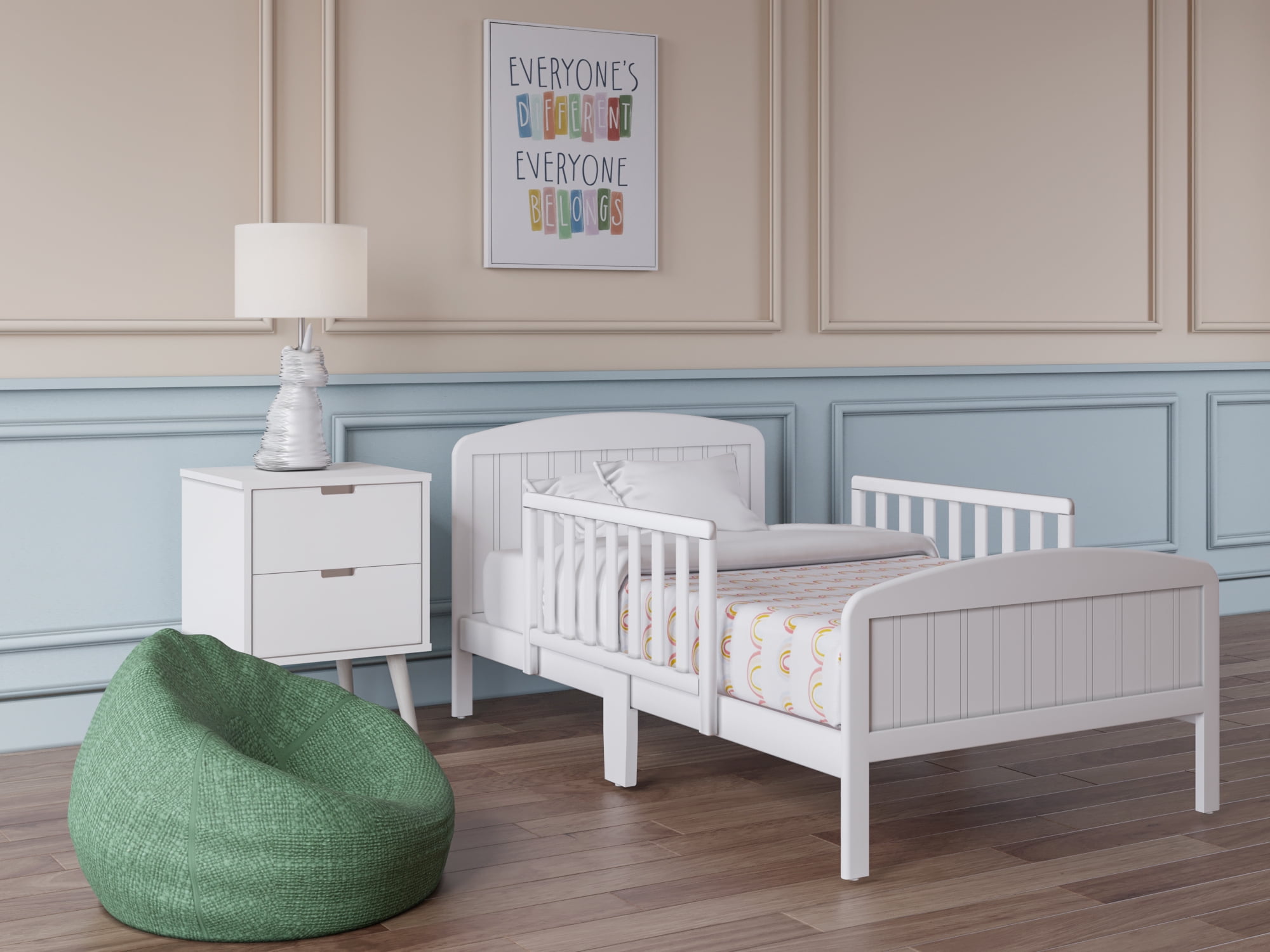 BK Furniture Harrisburg XL Wooden Toddler Bed, Off-White - Walmart.com