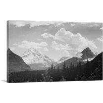 ARTCANVAS Forest to Mountains and Clouds - Glacier National Park - Montana Canvas Art Print by Ansel Adams - Size: 18" x 12" (0.75" Deep)