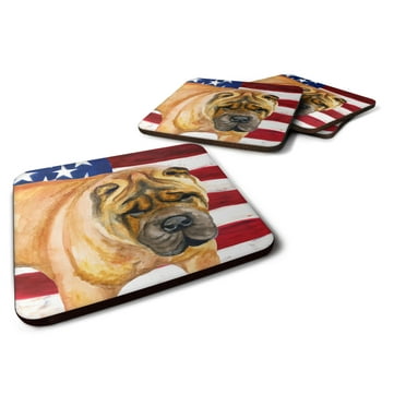 Shar Pei Patriotic Foam Coaster Set of 4