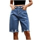 thumbnail image 1 of Jean Shorts Mujeres Casual Cintura Bolsillo Sólido Jeans Medio Shorts, Poliéster para la Calle de Primavera Verano Y el Uso Diario, 1 of 9