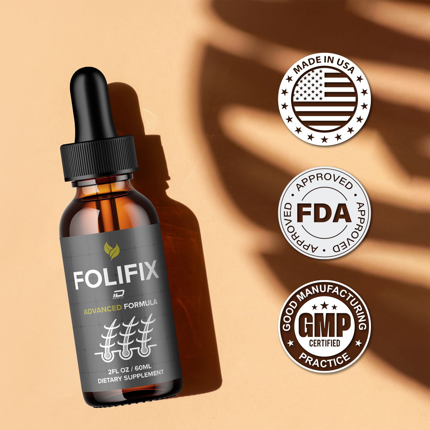 Folifix Liquid Drops – Folifix Hair Supplements Healthy Organic Support, 5 Pack, 5 Month Supply
