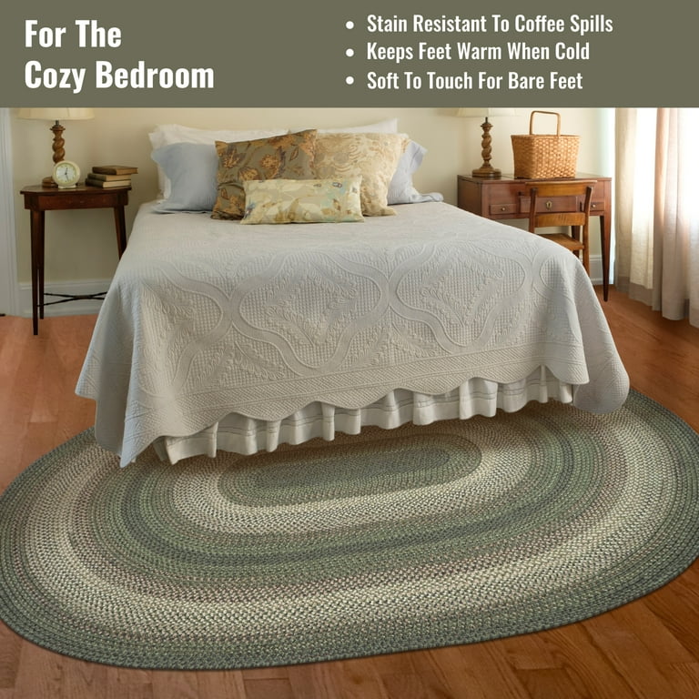 Homespice - Cedar Ridge Oval Green Braided Rug, Ideal as a Farmhouse Living  Room Rug, and Small Rugs for Bedroom - Waterproof, Stain Resistant and  Sunlight Safe - Durable Country Rug 4x6