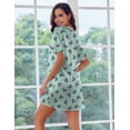 thumbnail image 5 of Ekouaer Silk Nightgown for Women Short Sleeve Satin Sleep Shirts Round Neck Sleepwear Chest Pocket Nightshirt, 5 of 6