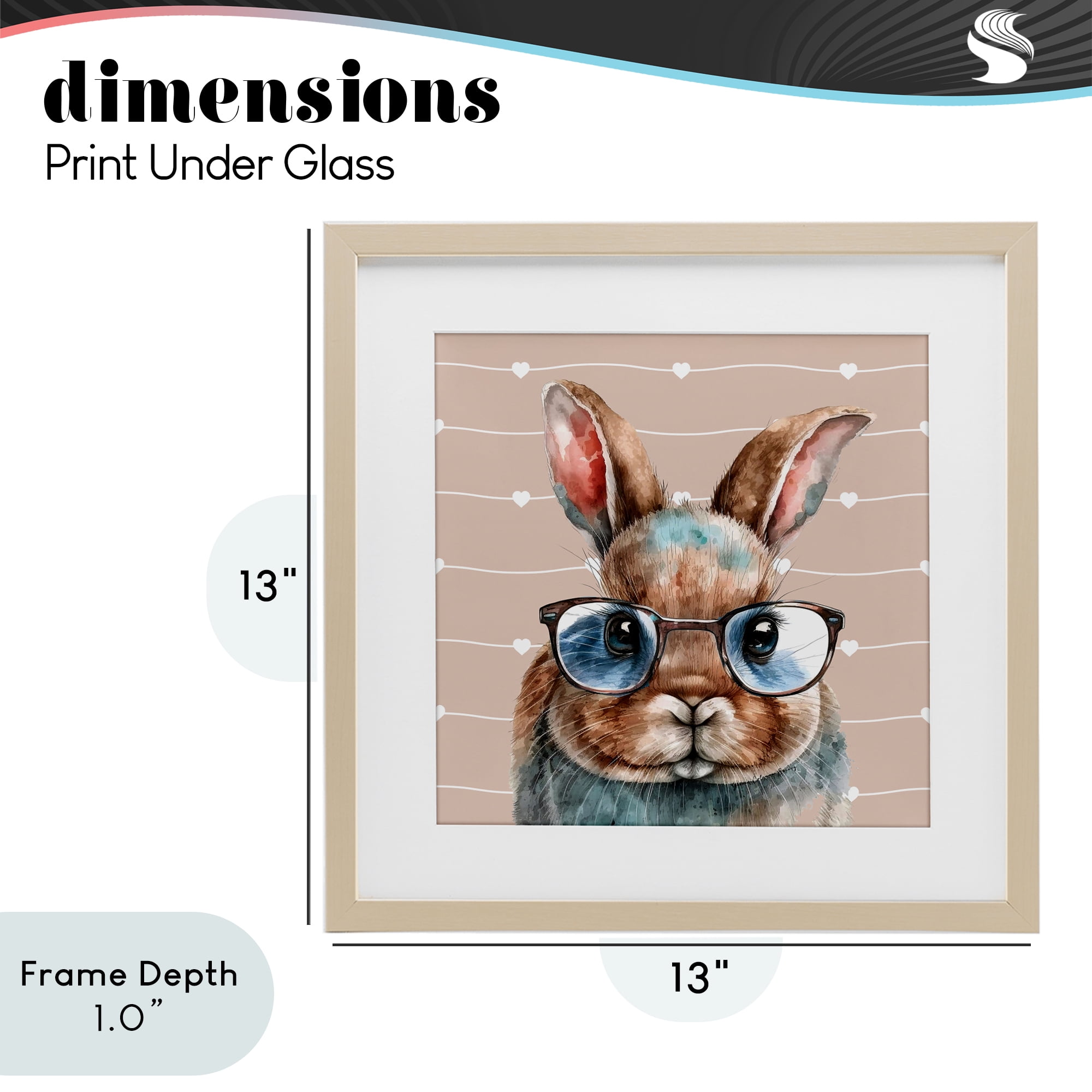 Stupell Industries Buster Rabbit with Specs Birch Framed Print Under Glass, design by Yvonne Coleman Burney