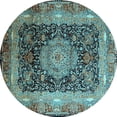 thumbnail image 1 of Ahgly Company Indoor Round Persian Light Blue Traditional Area Rugs, 5' Round, 1 of 4