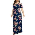 thumbnail image 2 of Maskion Women's Plus Size Casual Dresses Short Sleeve Maxi Dress XL-5XL with Pockets,2XL Navy Blue Flower, 2 of 5