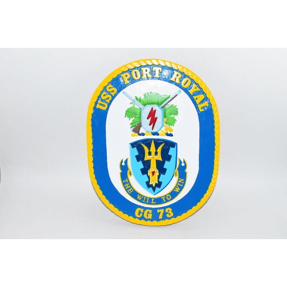 USS Port Royal CG-73 Plaque, 14", Mahogany, Navy