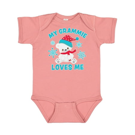 

Inktastic Polar Bear My Grammie Loves Me in Santa Hat with Snowflakes Gift Baby Boy or Baby Girl Bodysuit