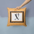 thumbnail image 2 of Letter X Initial Monogram - Orange Polkadots Fabric Decorative Pillow, 2 of 4
