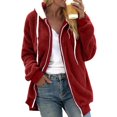 thumbnail image 1 of TQWQT Fleece Coats for Women  Faux Fur Jacket Coat Fuzzy Fleece Jacket Plus Size Zip Up Drawstring Sweatshirt Oversized Light Blue S, 1 of 6
