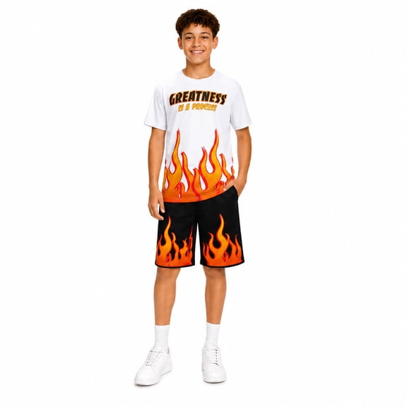 Quad Seven Boys Short Set Printed Graphic Short Sleeve Shirt & French Terry Matching Shorts 2 Piece