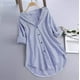 thumbnail image 2 of Blusa informal de talla grande para mujer, blusa tipo túnica, camisa elegante de rayas, manga larga, cuello vuelto, botones, holgada, 2 of 4