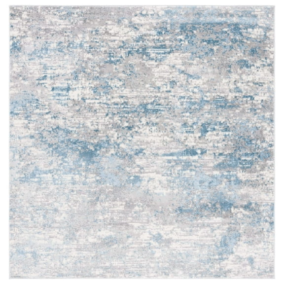 SAFAVIEH Lagoon Ainsley Abstract Area Rug, Ivory/Blue, 6'7" x 6'7" Square