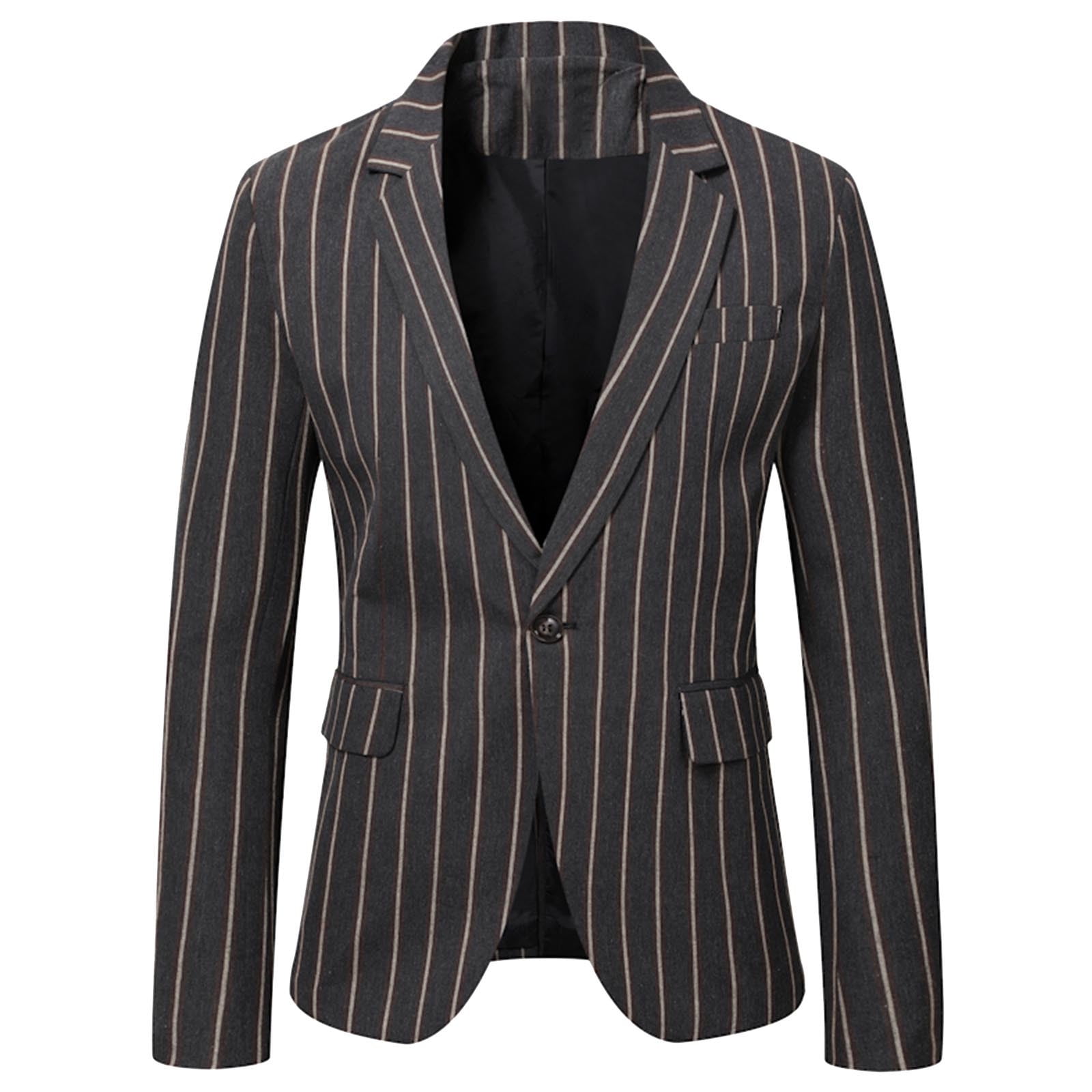 Men's Houndstooth Suit Jacket One Button Business Formal Blazer Suit