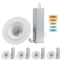 5CCT Trimless 3"LED Recessed Light, 15W 120V Ceiling Canless Round Commercial Dimmable LED Downlight with Junction Box, 2700K-5000K 950 LM CRI 90 