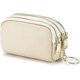 thumbnail image 1 of Monedero de piel auténtica con tres cremalleras (blanco) con capacidad triple, bolsa reemplazable, cartera de viaje pequeña para mujer con llavero, 1 of 5