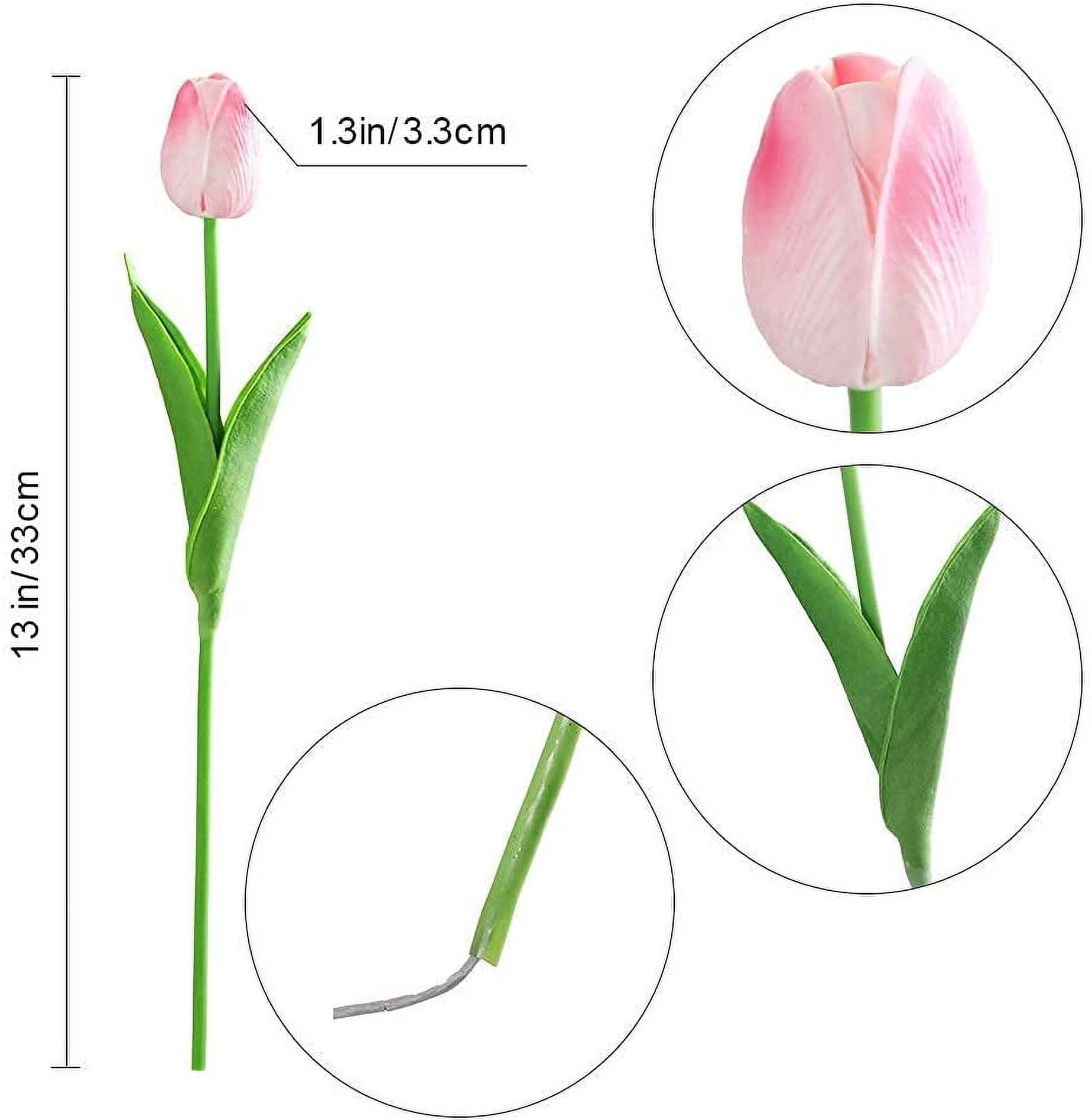 10pcs Latex Tulips Real Touch Pink Artificial Flowers Fake Tulips Arrangement Bouquet for Home Office Wedding Decor (Pink)