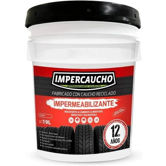 Impercaucho Impermeabilizante Alta Durabilidad 19l, 12 Años TERRACOTA Impercaucho Caucho, Cubeta, Impermeabilizante