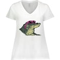 thumbnail image 3 of Inktastic Sunny Gator in Pink Sunglasses Women's Plus Size V-Neck T-Shirt, 3 of 5