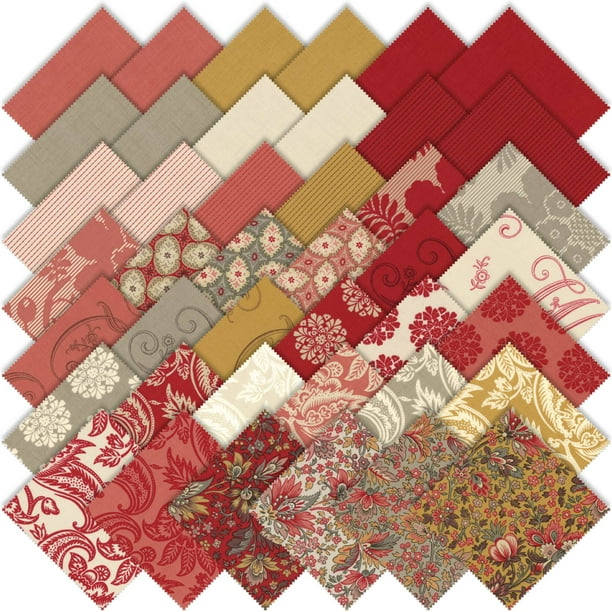 Moda Madame Rouge Charm Pack, 42 5" Quilting Cotton Fabric Squares