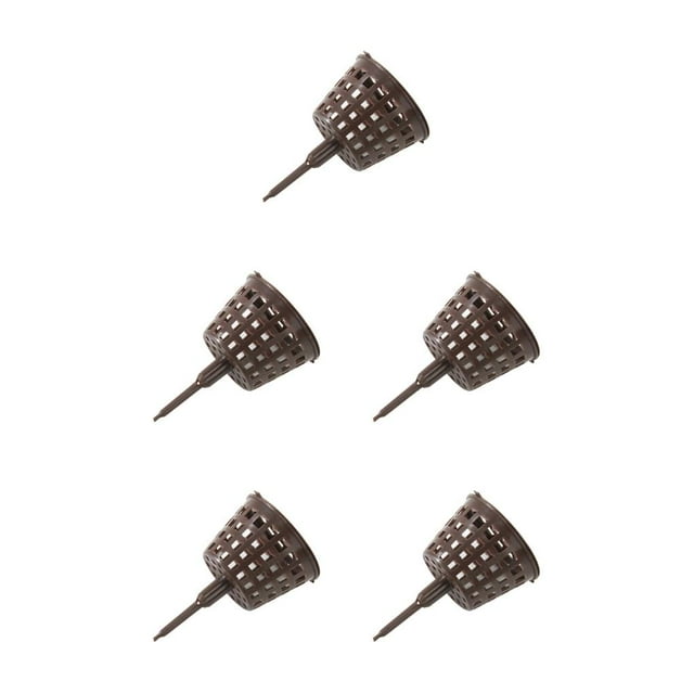 Decodeary 10pcs Lid Basket Home Gardening Supplies Small Storage Holder Mesh Case Box Fertilization Container coffee 5*8cm 5Set