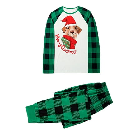 

AnuirheiH Xmas Pjs Set Men Christmas Lattice Christmas Tree Print Top Pants Suit Family Parent-child Pjs Wear Dad 4$ off 2nd item