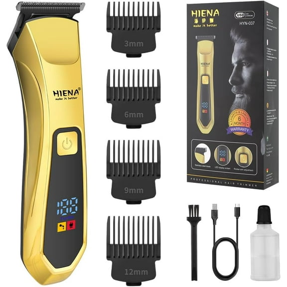 Cordless Beard Trimmer for Men, Professional Electric T-Blade Beard Trimmer, USB Rechargeable Hair Cutting Clippers, Facial Grooming Tools with LCD Digital Display, Gifts for Men