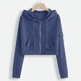 thumbnail image 2 of Cropped Hoodie Women Zip up Long Sleeve Sweatshirts Casual Fashion Hooded Workout Jacket Crop Top Casual Basic Gym Workout Sport QURATI 3Xl, 2 of 2