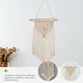 thumbnail image 3 of HAKIDZEL 1Pcs Hand-Woven Tapestry Fringed Symmetrical Design Beige Cotton Rope Boho Macrame Wall Decor, 3 of 8
