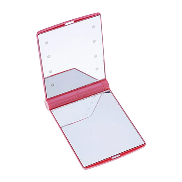 Espejo de maquillaje LED para maquillaje, espejo LED plegable de 8 luces, espejo portátil con luz, espejo pequeño