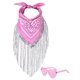 thumbnail image 1 of Bandana JIANGLAI con Flecos y Rhinestone con Gafas de Sol en Forma de Corazón Rosadas, 1 of 9