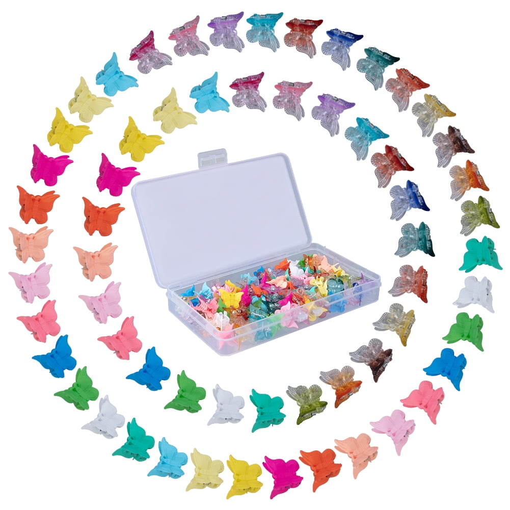 Butterfly Hair Clips 72Pcs Girls Mini Hair Clips With Box 24 Colors Small Hair Claw Clips Mini Cute Hair Accessories For Women