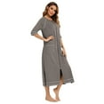 LOFIR Women Zipper Front Robes 3/4 Sleeve Loungewear Pockets Nightgown