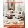 thumbnail image 2 of KFFKFF Modular Sectional Sofa, L-Shaped 6 Seater Modular Sofa with Hidden Storage, Cloud Sectional Couch with Ottoman & High Rebound Sponge, 2 of 9