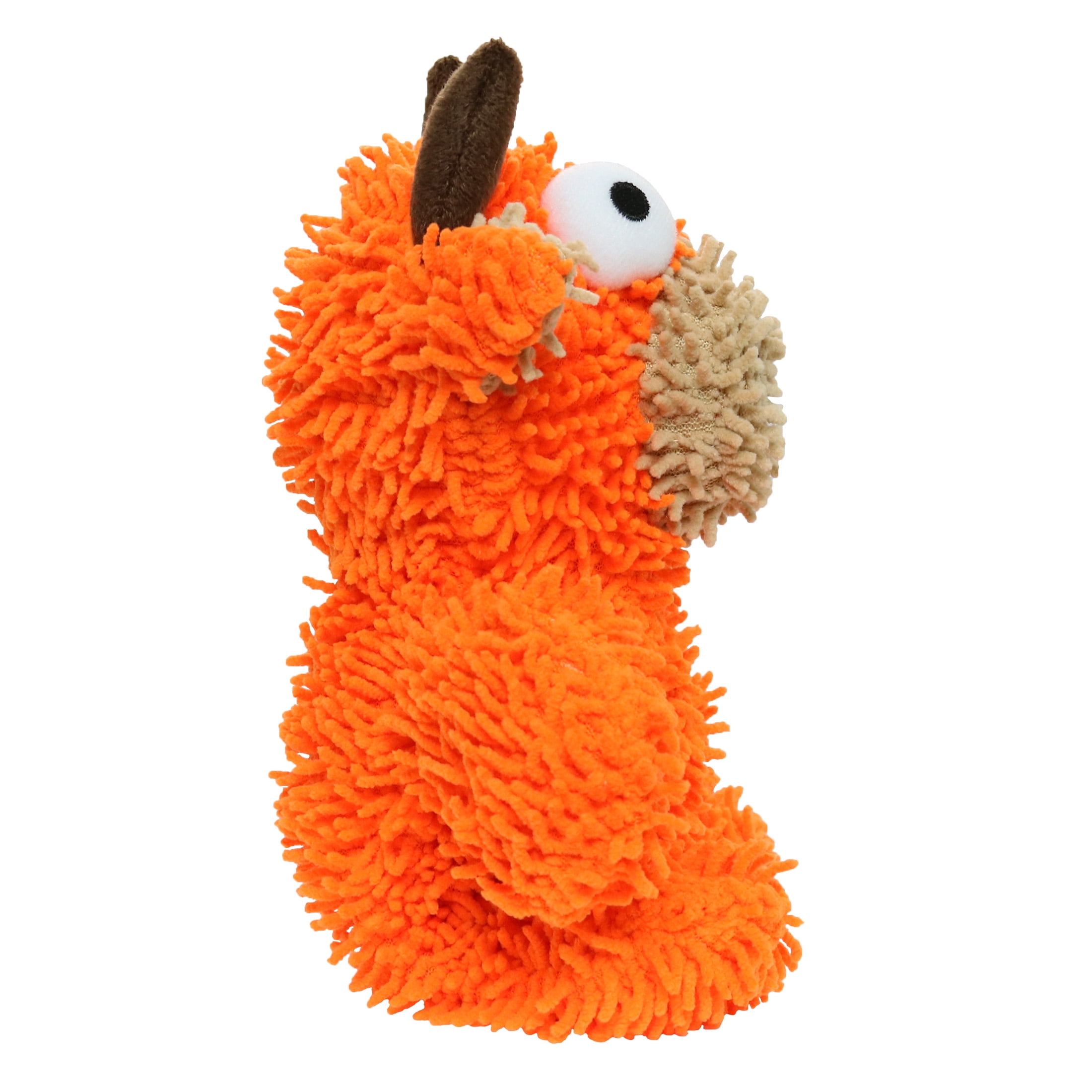 Mighty Microfiber Ball Med Bull Orange Durable Plush Squeaky Dog Toy